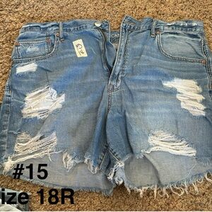 American Eagle Outfitters Blue Distressed Denim Shorts